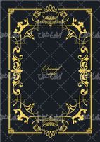 وکتور برداری فریم گل همراه با حاشیه گل طلایی و طرح تتو