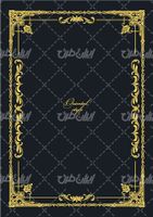 وکتور برداری فریم گل همراه با حاشیه گل طلایی و طرح تتو