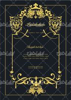 وکتور برداری فریم گل همراه با حاشیه گل طلایی و طرح تتو