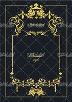 وکتور برداری فریم گل همراه با حاشیه گل طلایی و طرح تتو