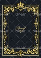 وکتور برداری فریم گل همراه با حاشیه گل طلایی و طرح تتو