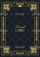 وکتور برداری فریم گل همراه با حاشیه گل طلایی و طرح تتو