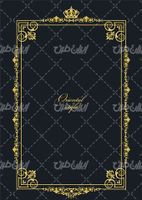 وکتور برداری فریم گل همراه با حاشیه گل طلایی و طرح تتو