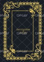 وکتور برداری فریم گل همراه با حاشیه گل طلایی و طرح تتو