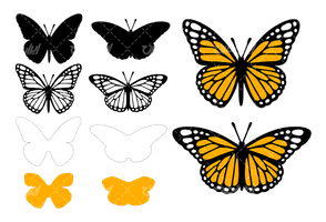 وکتور برداری پروانه همراه با پروانه سیاه قلم و طرح تتو