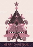 وکتور برداری درخت کریسمس همراه با ستاره و المان رنگی