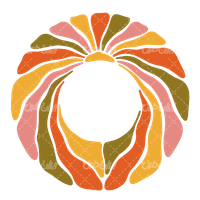 وکتور برداری گل و بوته دایره ای همراه با نماد خورشید و المان طراحی