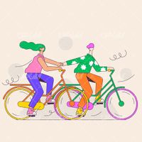 وکتور برداری دوچرخه کارتونی همراه با برنامه کودک و مرد