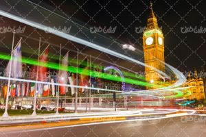 تصویر با کیفیت برج ساعت لندن همراه با چشم انداز زیبا و پل دیدنی