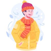وکتور برداری لباس گرم همراه با فصل زمستان و کلاه کشی
