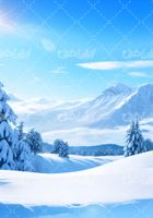 تصویر با کیفیت فصل زمستان همراه برف و کوهستان پوشیده از برف