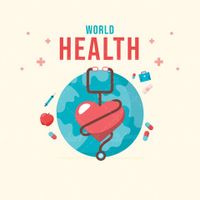 وکتور برداری روز جهانی سلامت همراه با قلب و گوشی پزشکی