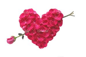 تصویر با کیفیت دسته قلب قرمز همراه با گلفروشی و دسته گل