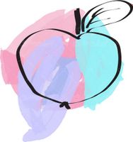 وکتور برداری سیب همراه با نفاشی آب رنگ و سیب سیاه قلم