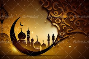 تصویر با کیفیت ماه رمضان همراه با هلال ماه مبارک رمضان و طرح مذهبی