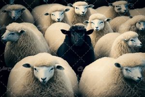 تصویر با کیفیت گوسفند همراه با گله گوسفندان و دامداری