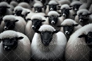 تصویر با کیفیت گوسفند همراه با گله گوسفندان و دامداری