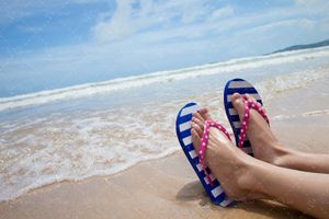 ساحل دریا چشم انداز آسمان آبی آب دمپای کفش راحتی کفش فروشی