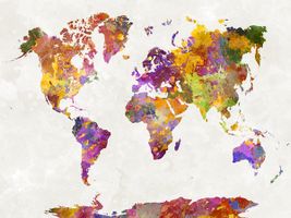نقشه گرافیکی دنیا نقشه رنگی جهان
