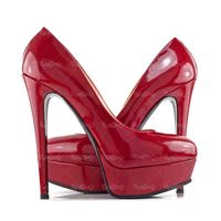 کفش زنانه کفش لژدار کفش پاشنه بلند کفش مجلسی قرمز1