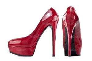 کفش زنانه کفش لژدار کفش پاشنه بلند کفش مجلسی قرمز2