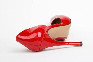 کفش زنانه کفش لژدار کفش پاشنه بلند کفش مجلسی قرمز4