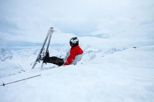 زمستان برف منظره چشم انداز ورزشکار اسکی کوهستان