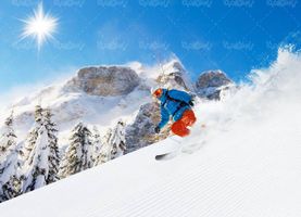 زمستان برف منظره چشم انداز ورزشکار اسکی کوهستان1