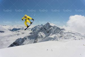 زمستان برف منظره چشم انداز ورزشکار اسکی کوهستان3