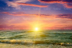 دریا نور خورشید منظره چشم انداز آسمان آبی غروب آفتاب