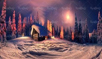 منظره چشم انداز طبیعت برفی شب منظره مهتابی زمستان
