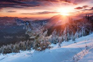 منظره چشم انداز طبیعت زمستانی غروب خورشید1