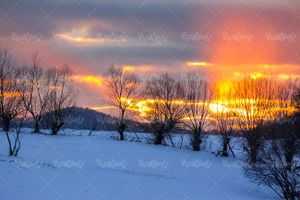 منظره چشم انداز طبیعت زمستانی غروب خورشید2