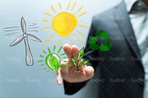 نهال علامت بازیافت چراغ سبز انرژی پاک توربین بادی