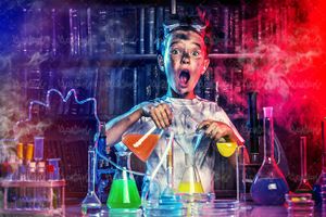 کودک بچه شیمی آزمایشگاه شیشه آزمایش