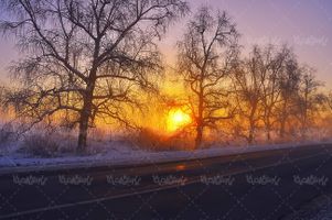 چشم انداز غروب خورشید منظره زمستان