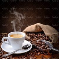 کافی شاپ فنجان قهوه دانه های قهوه