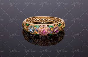 حلقه گل دار حلقه طرح دار طلا 