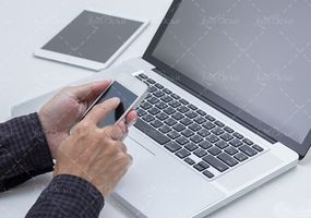 گوشی موبایل سفید لپ تاپ سفید 