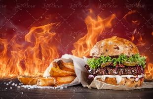 شعله آتش فست فود ساندویچ رستوران 