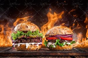 ساندویچ تنوری آتش شعله آتش 