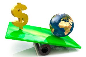 اهرم کره زمین علامت دلار اقتصاد