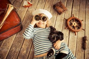 بچه کودک آتلیه عکاسی سگ