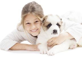 بچه کودک آتلیه عکاسی سگ