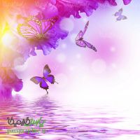 Background of flowers and butterflies