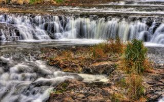 تصویر با کیفیت چشم انداز زیبای آبشار به همراه درخت و چشم انداز طبیعت