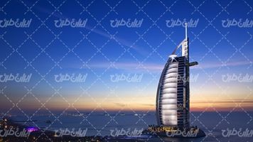 تصویر با کیفیت آسمان خراش دبی به همراه شهر ساحلی