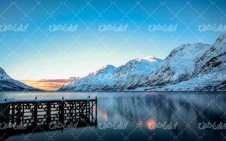 تصویر با کیفیت چشم انداز فصل زمستان به همراه منظره زیبا و طبیعت زیبای برفی