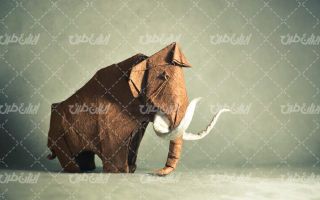 تصویر با کیفیت فیل کاغذی به همراه حیوان غول پیکر و حیات وحش