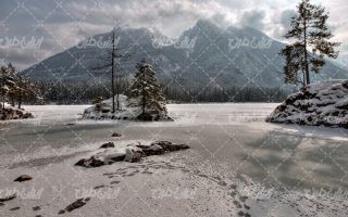تصویر با کیفیت منظره زیبای فصل زمستان به همراه برف و چشم انداز